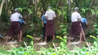 ဘိုးတော်ကြီး ဆံပင်ဖြူဖြူနဲ့ အပင်အောက်မာလိုးနေပီ